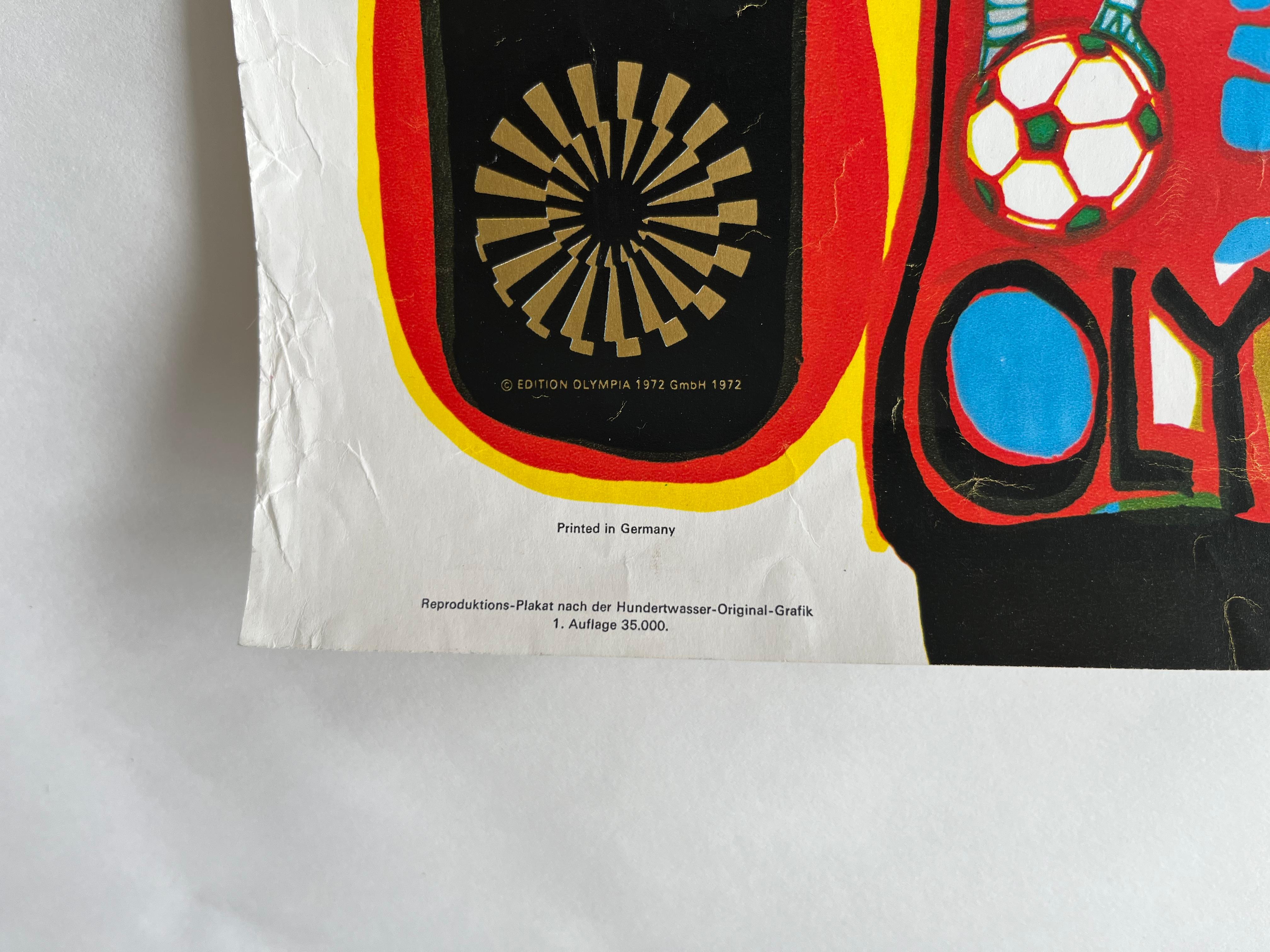 Friedensreich Hundertwasser, Juegos Olímpicos de Munich 1972, Cartel original en Bueno estado para la venta en Praha, CZ