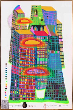 Used Original signed and numbered 1970's screen print by Hundertwasser, 'Good morning