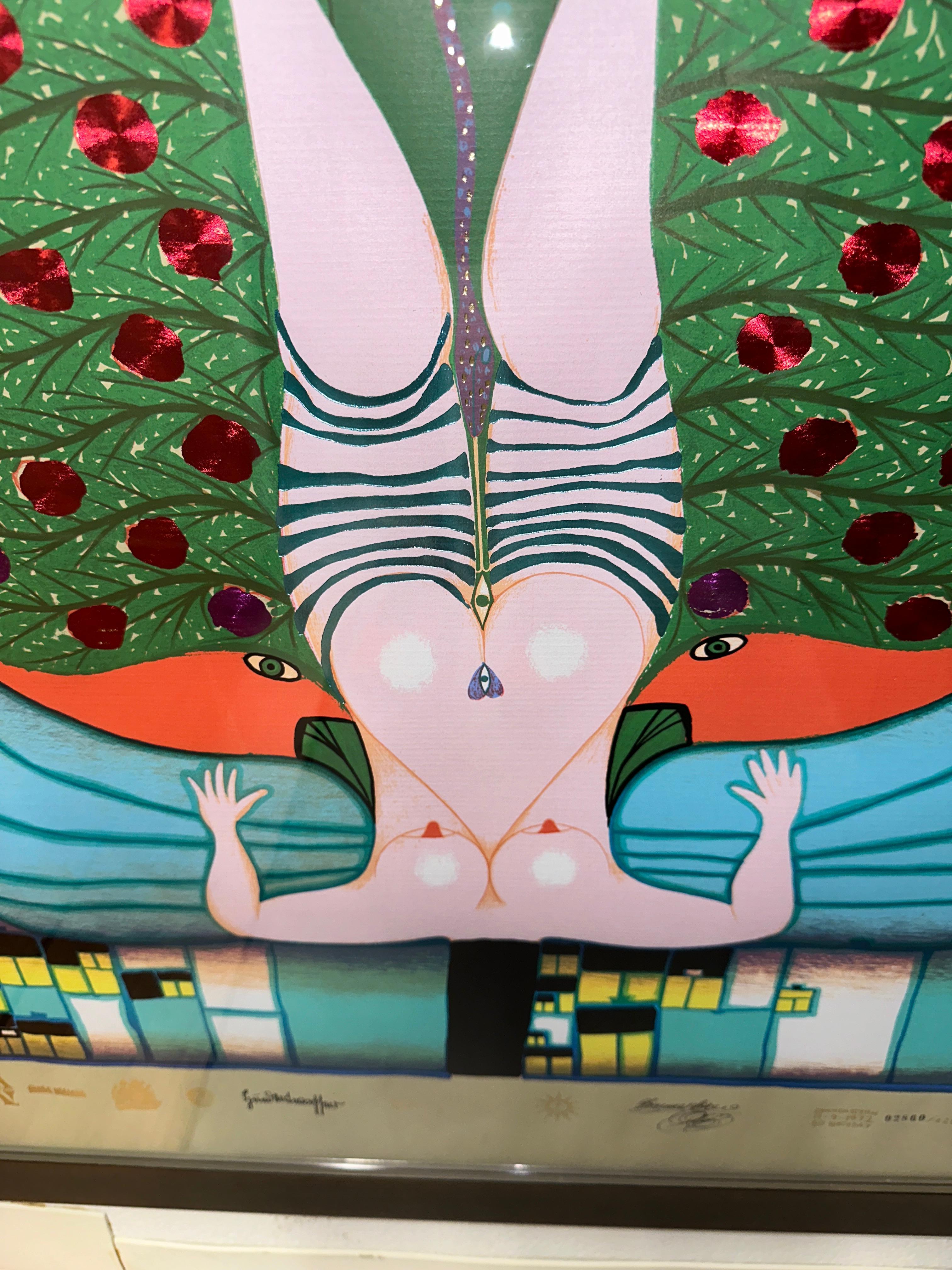 Swiss Friedensreich Hundertwasser Silkscreen Collage 1972 Homage Schroeder Sonnenstern For Sale