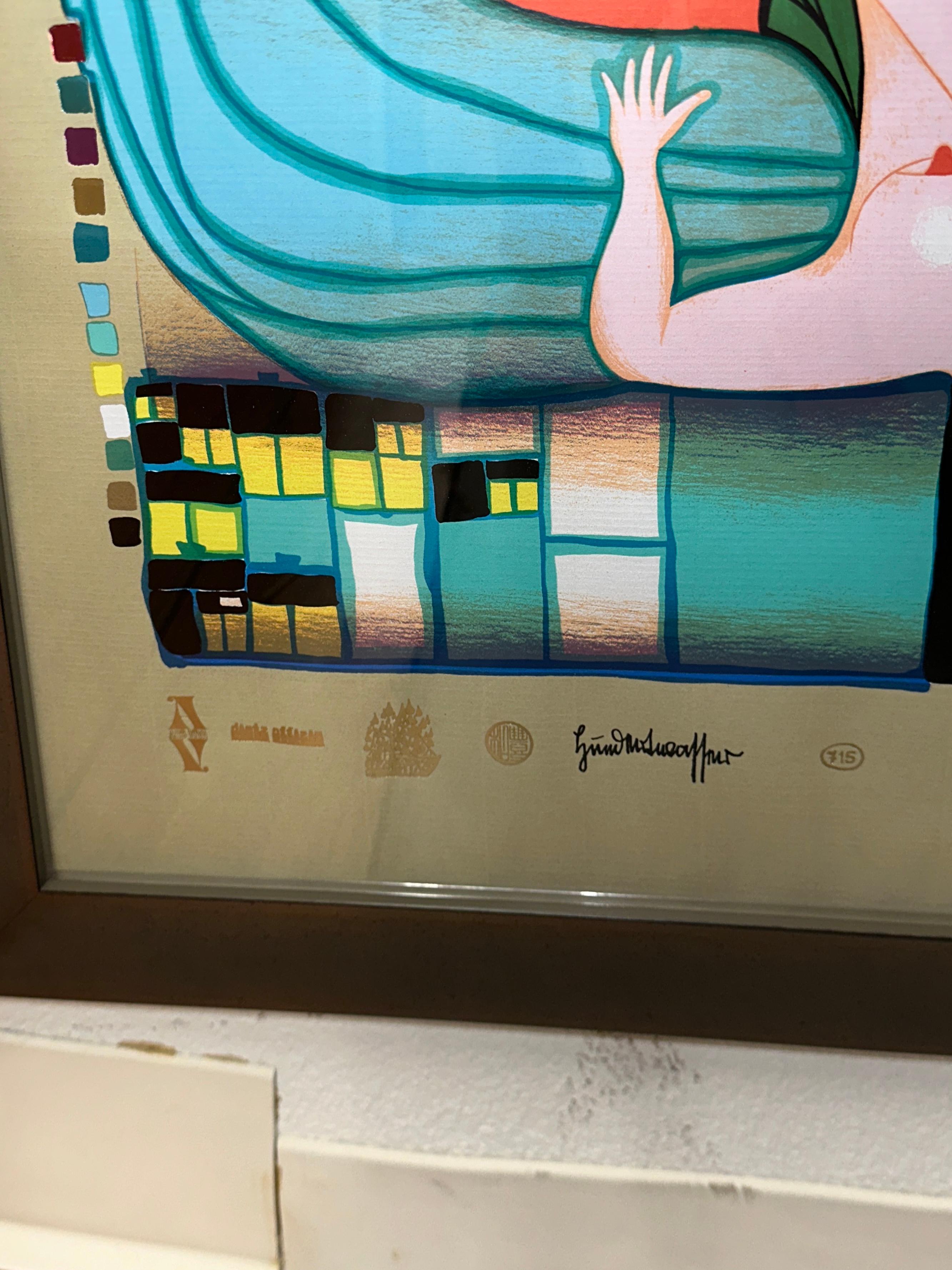 Late 20th Century Friedensreich Hundertwasser Silkscreen Collage 1972 Homage Schroeder Sonnenstern For Sale
