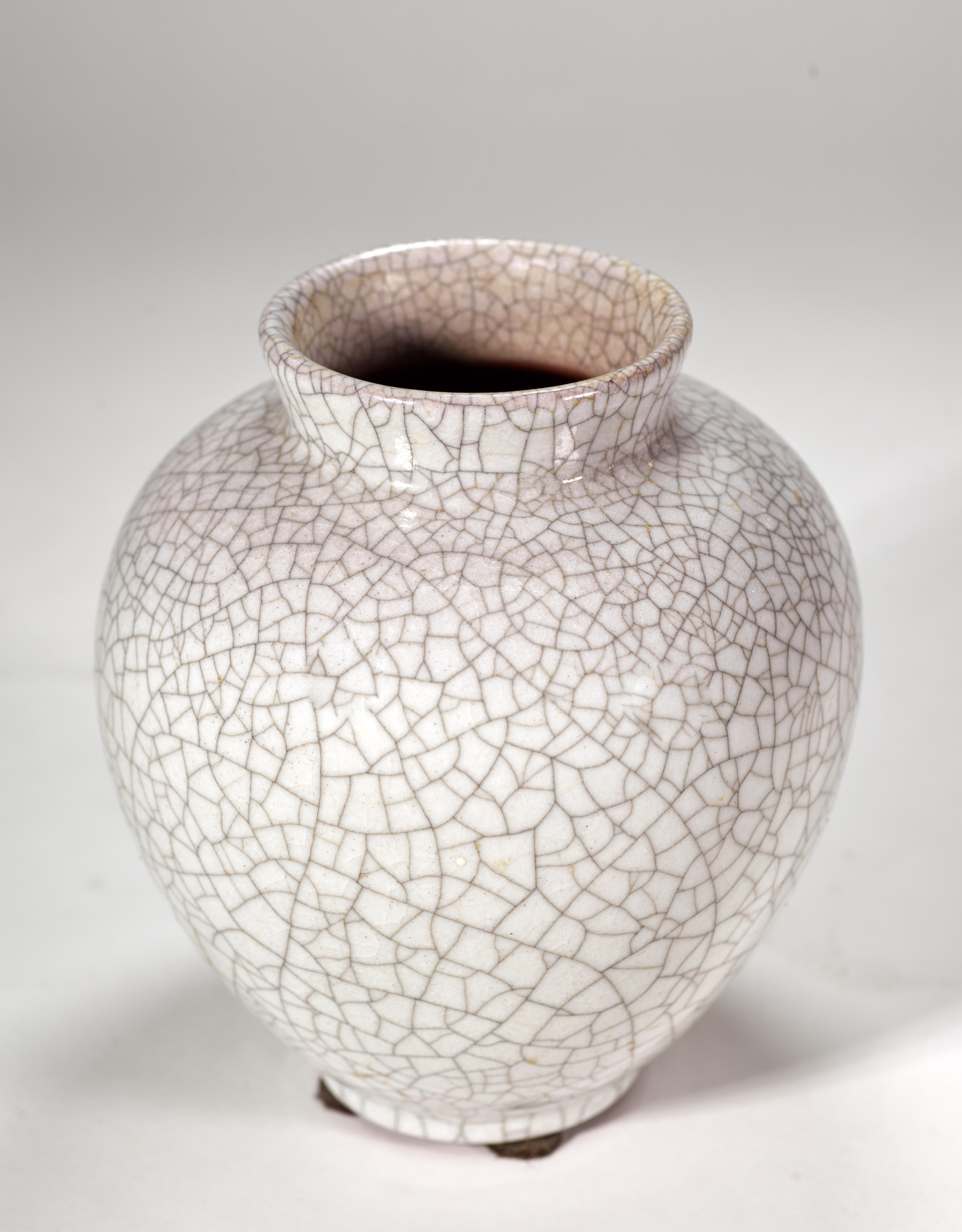 Art Déco Vaso Friedgard Glatzle per Karlsruhe Majolika Craquelure West German Pottery 195 in vendita
