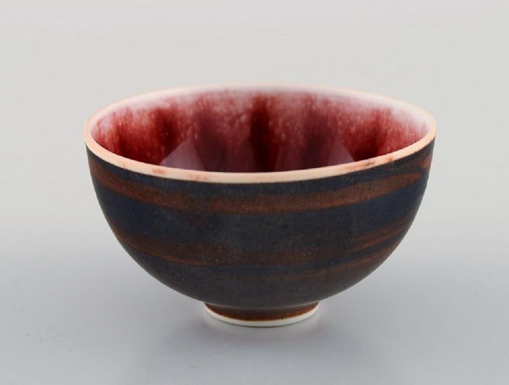 Glazed Friedl Holzer Kjellberg for Arabia, Unique Miniature Bowl, 1960s