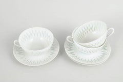 Friedl Holzer-Kjellberg, Arabia. 3 porcelain tea cups & saucers. Rice pattern