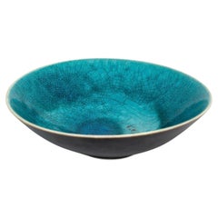 Friedl Holzer-Kjellberg Bol en grès Arabia of Finland années 1950 Turquoise Craquelé