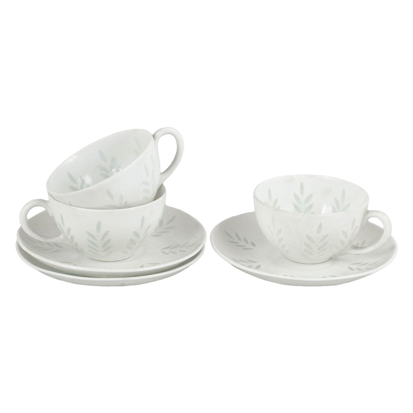 Friedl Holzer-Kjellberg for Arabia. Three porcelain demi-tasse cups with saucers