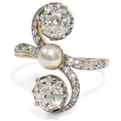 Friedländer circa 1910, Certified 2.03 Carat Diamond Trilogy Engagement Ring