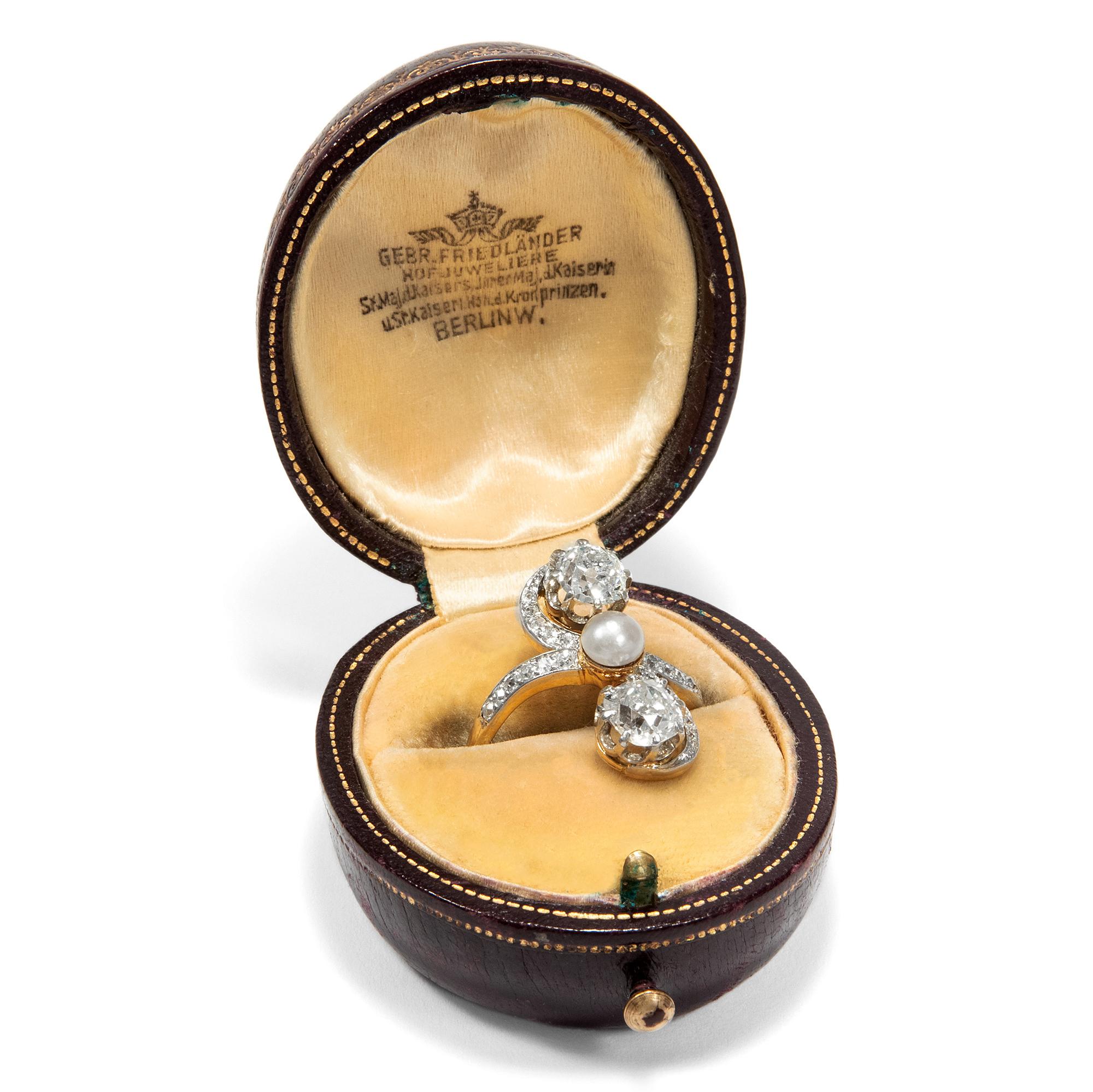 Friedländer circa 1910, Certified 2.03 Carat Diamond Trilogy Engagement Ring 1