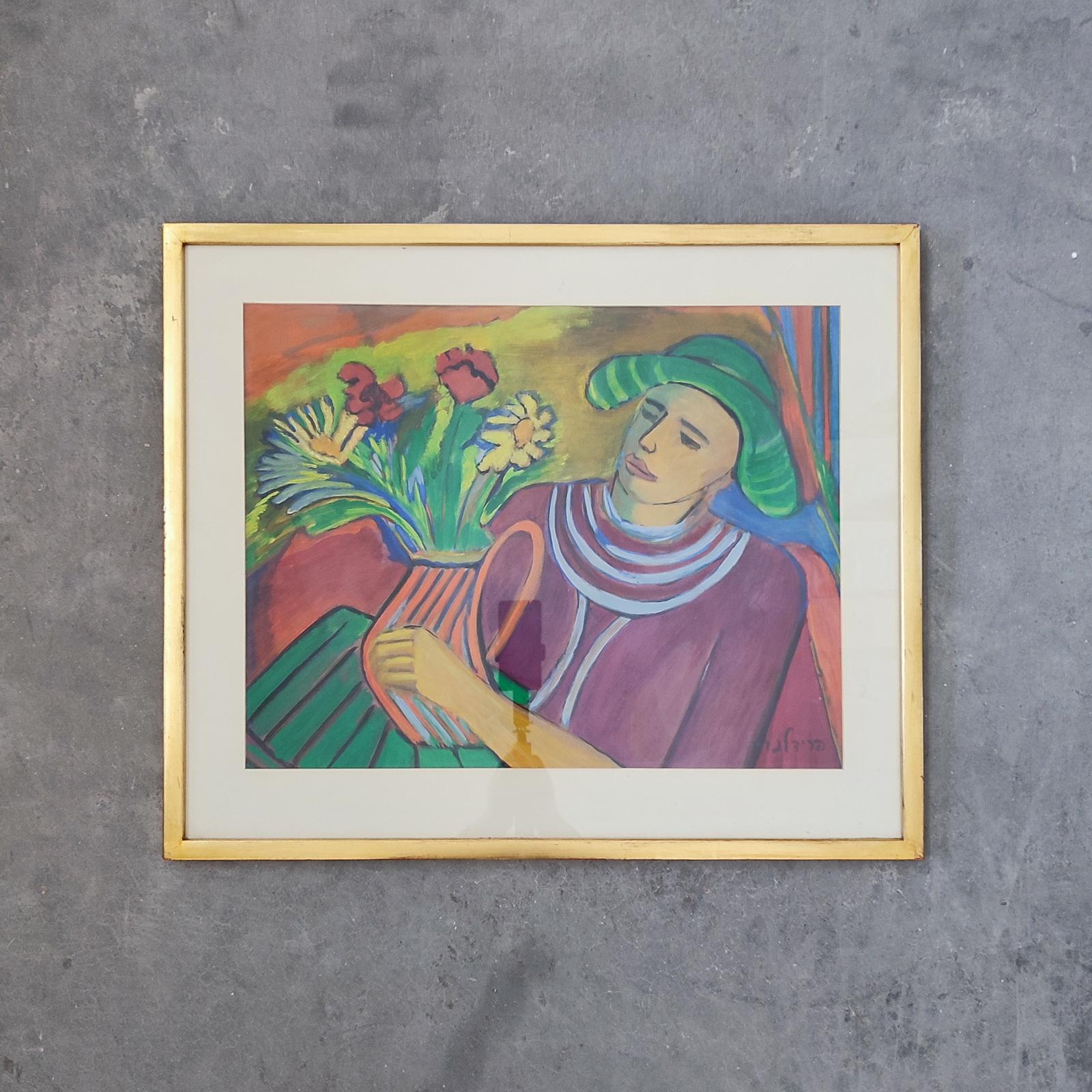 Autre Friedlander Israeli Artist Painting, Signed, Framed, Mid-20th Century en vente