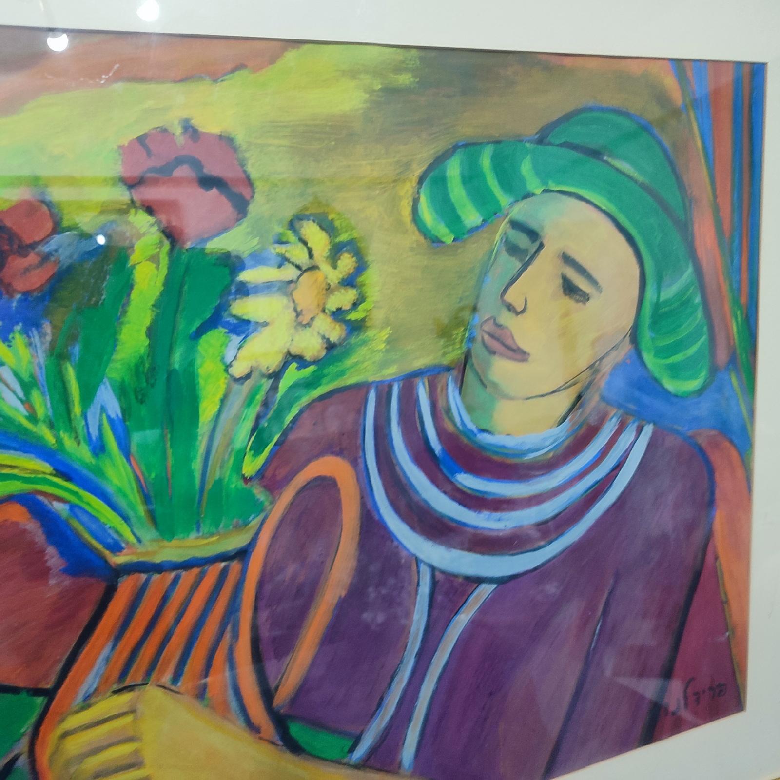 Israélien Friedlander Israeli Artist Painting, Signed, Framed, Mid-20th Century en vente