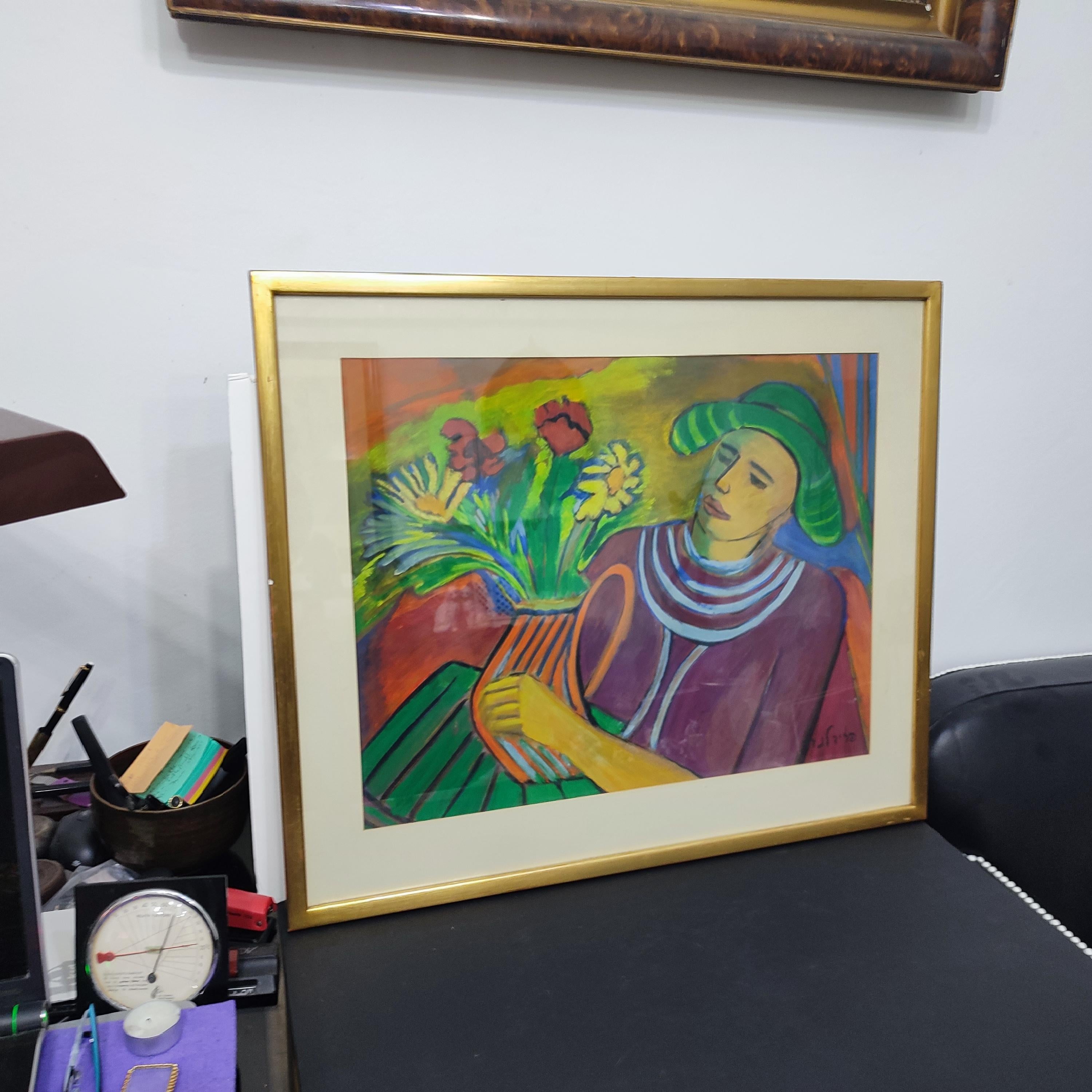 Friedlander Israeli Artist Painting, Signed, Framed, Mid-20th Century en vente 1