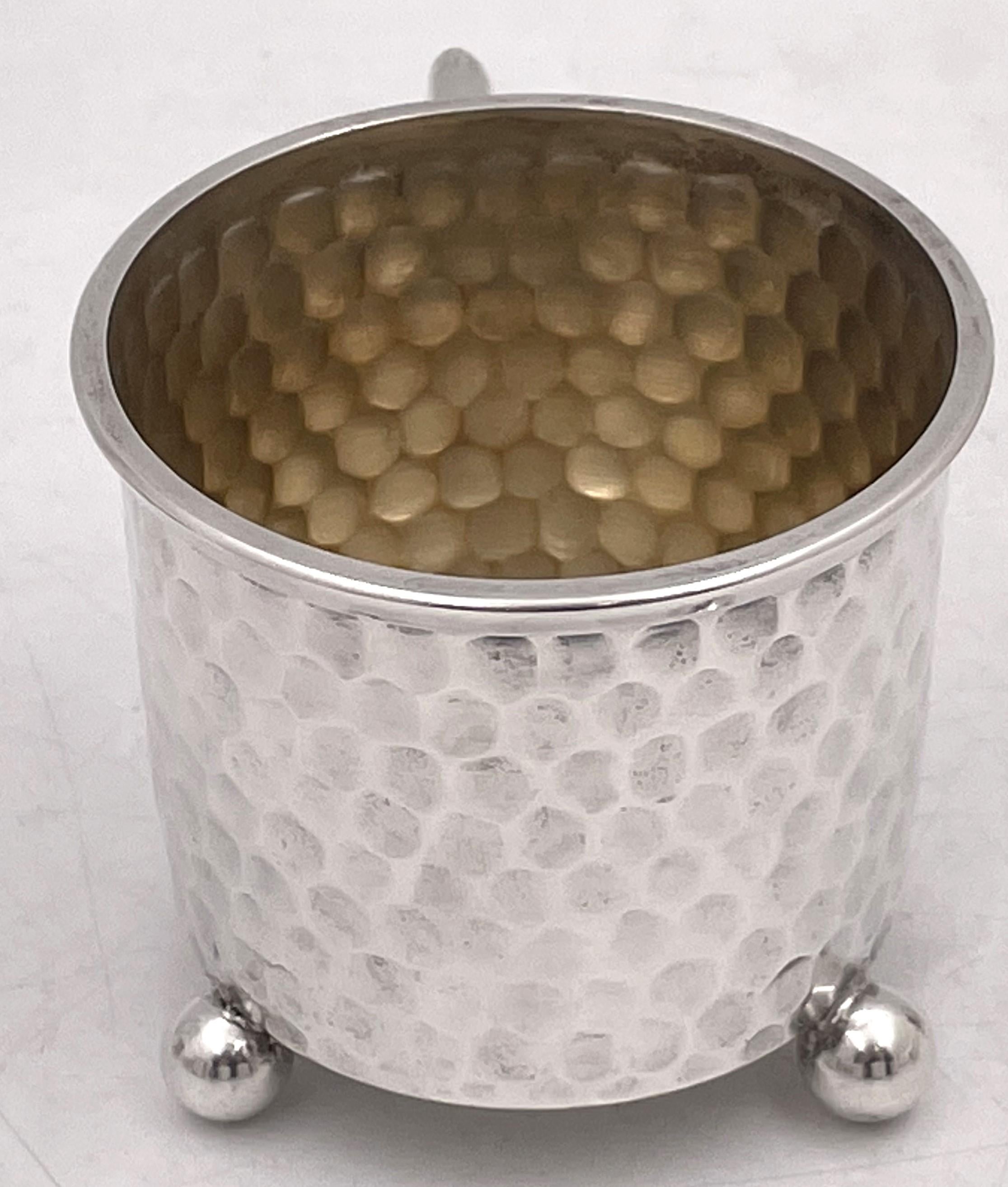 20th Century Friedländer Set of 12 German Hammered Silver Cups in Art Deco Style For Sale