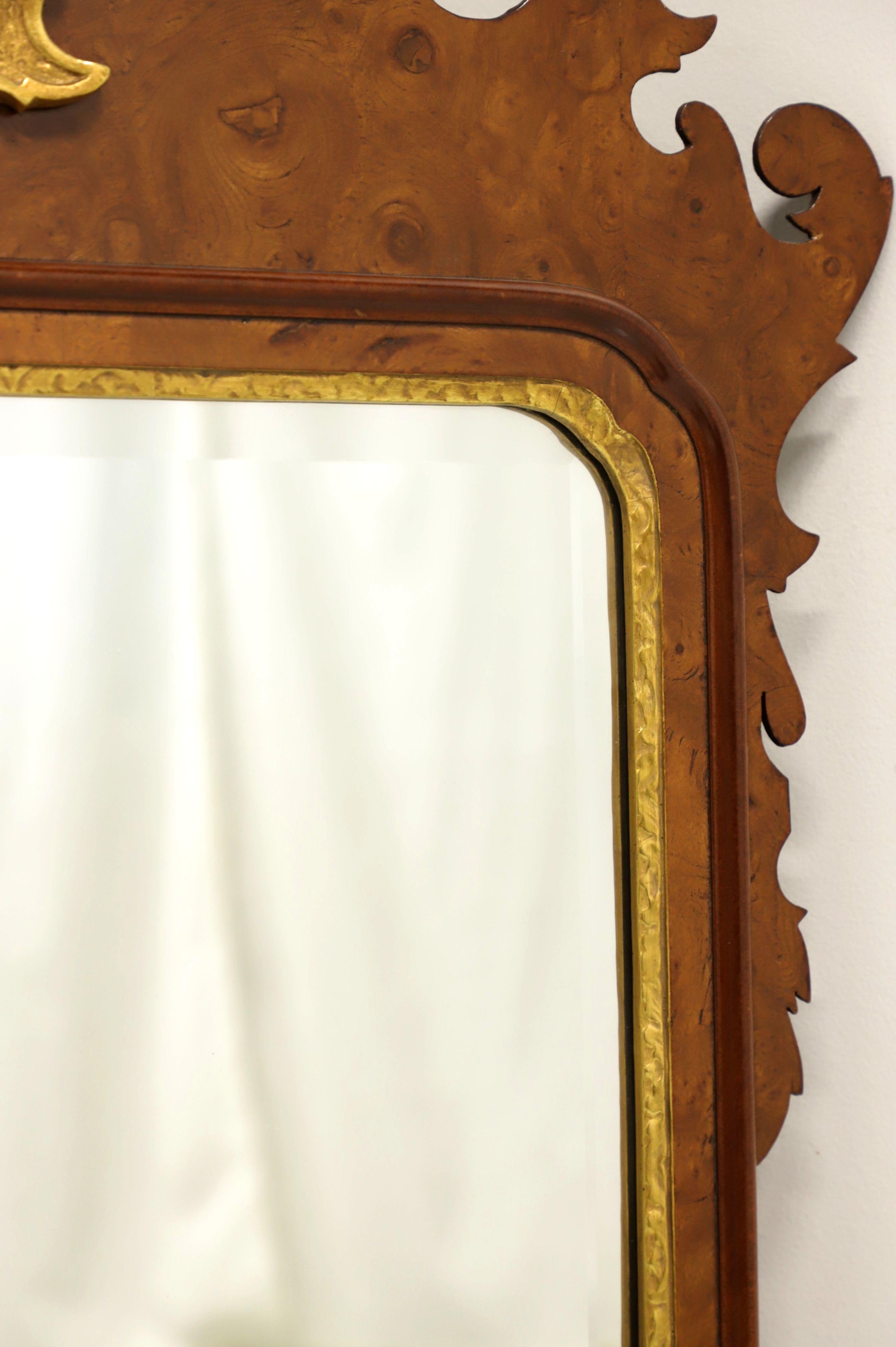 FRIEDMAN BROS Colonial Williamsburg Burl Walnut Prince of Wales Wall Mirror In Good Condition In Charlotte, NC