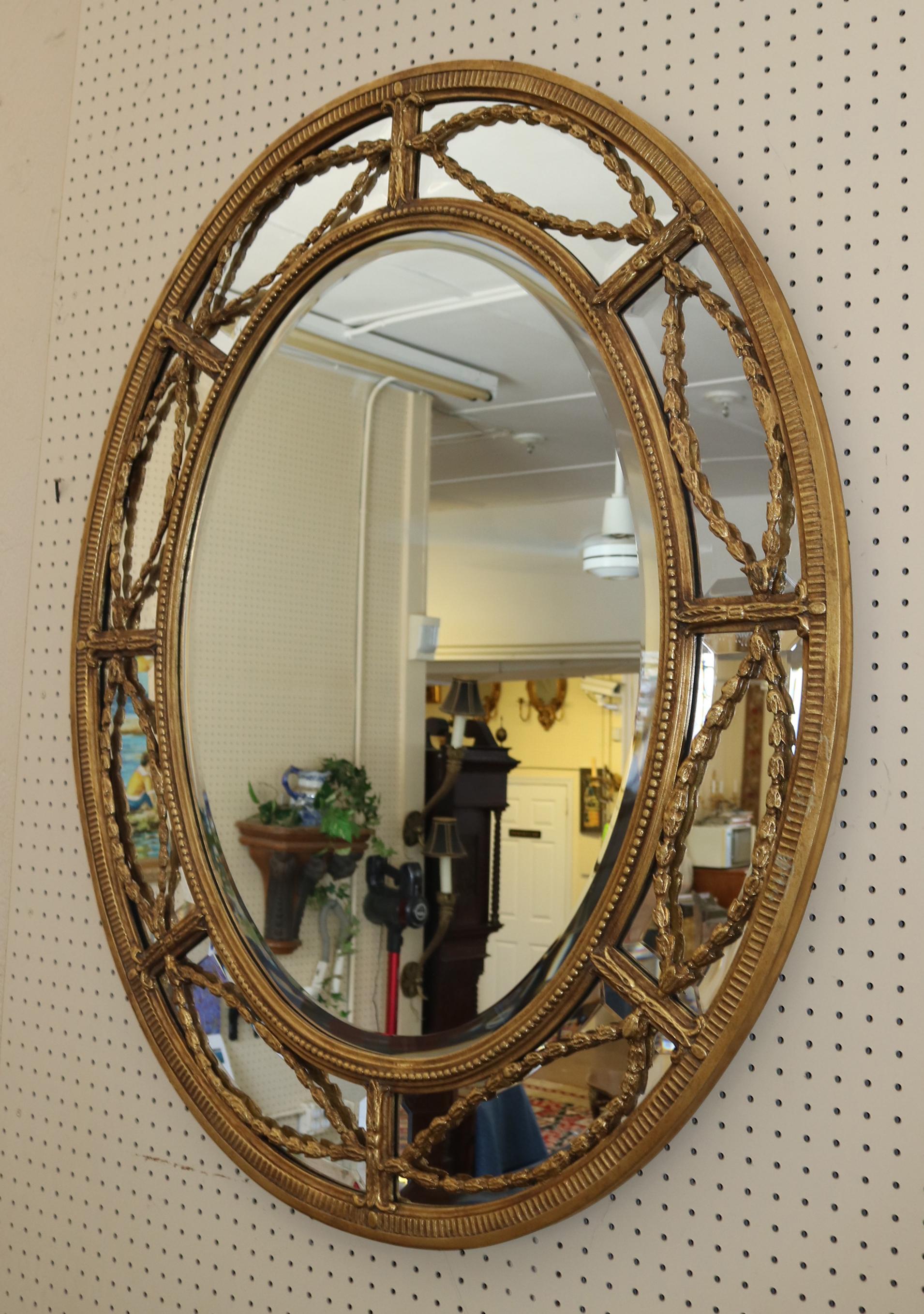 Adam Style Friedman Brothers Beveled Mirror Model Adamesque Horizontal or Vertical For Sale
