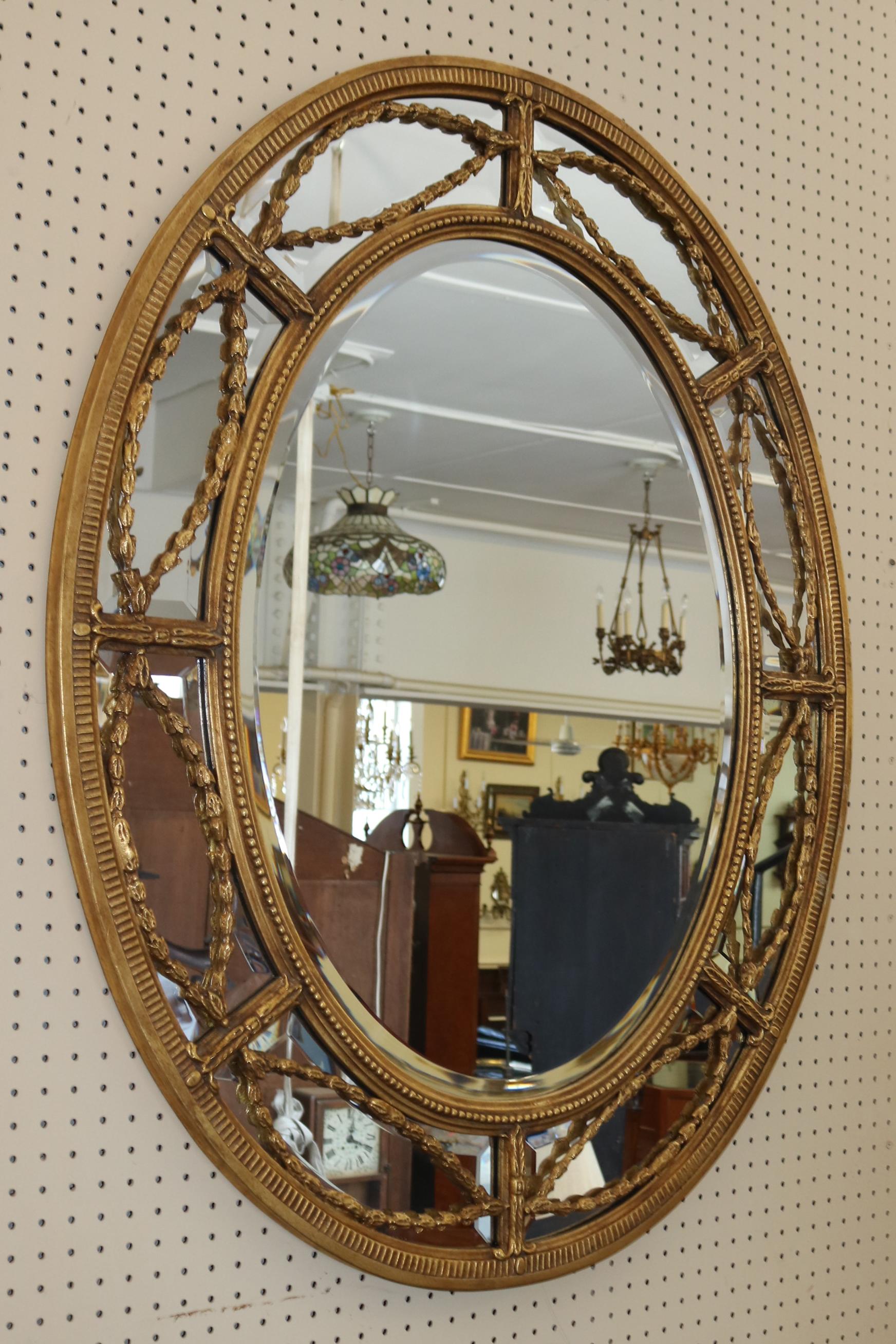 Italian Friedman Brothers Beveled Mirror Model Adamesque Horizontal or Vertical For Sale