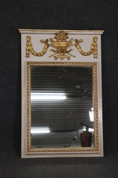 Friedman Brothers Carved Gilded Painted Trumeau Buffet Wall Mirror Circa 1960