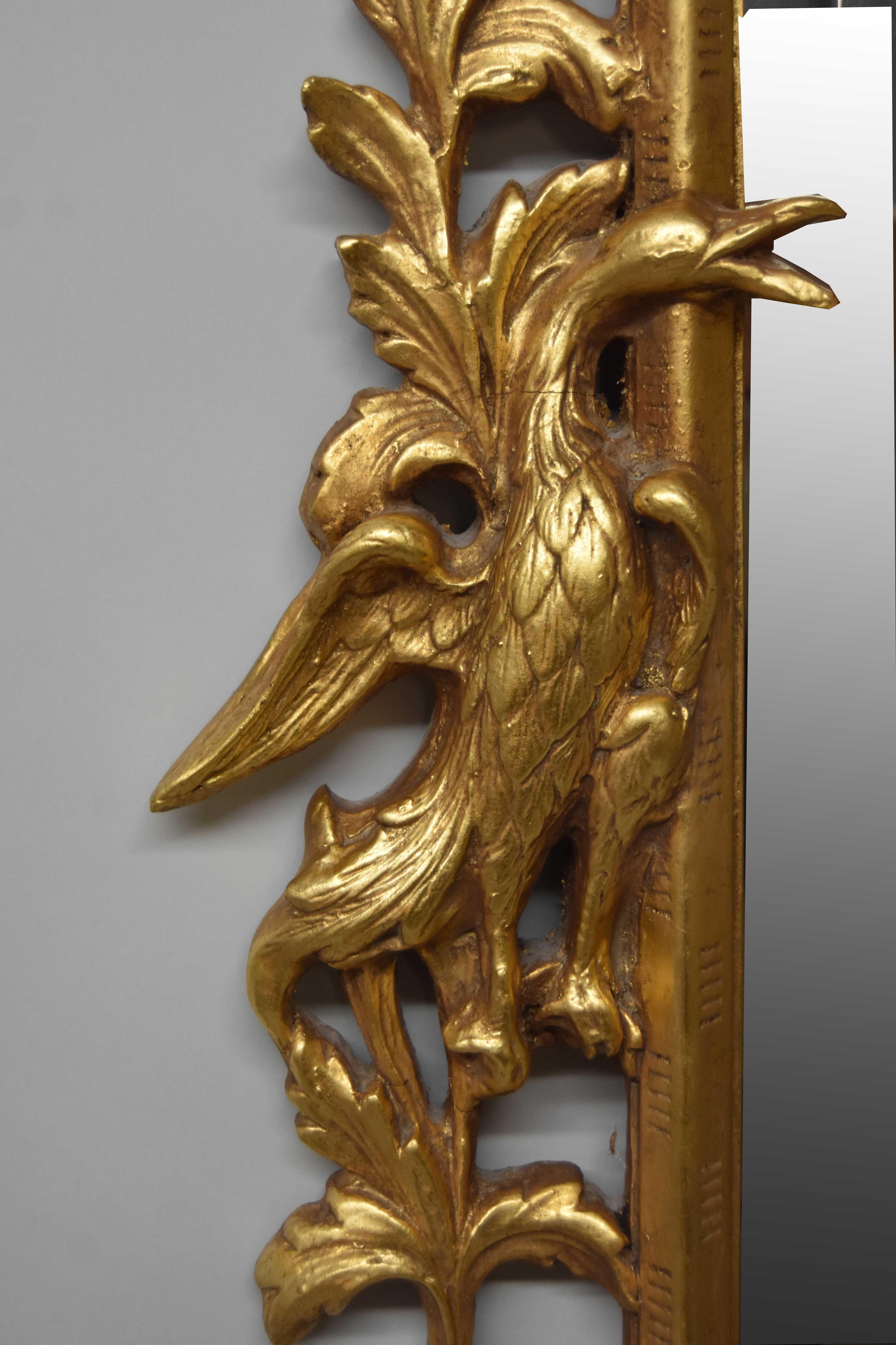 Friedman Brothers Carved Wood Gold Gilt Birdcage Eagle Mirror In Excellent Condition In Toledo, OH