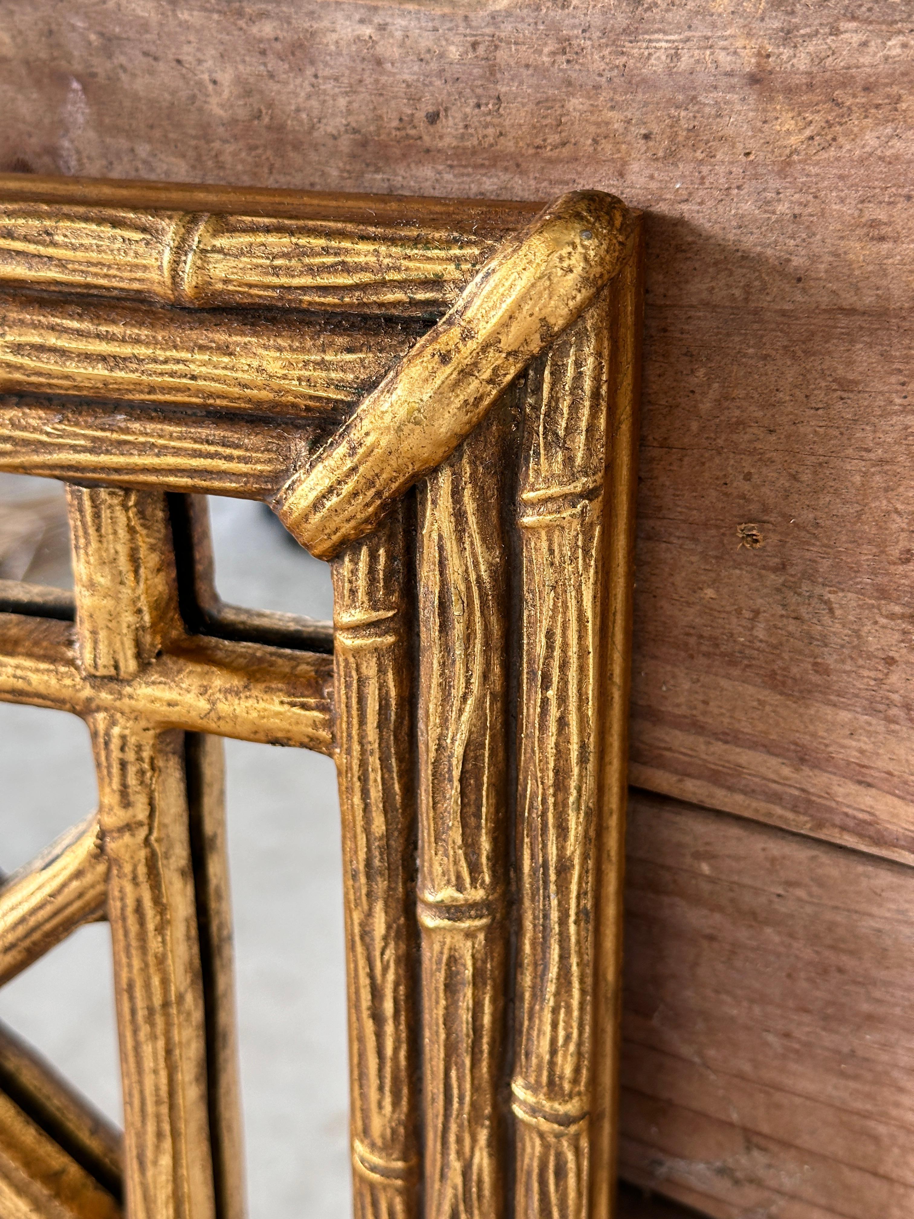 Friedman Brothers Chinoiserie Regency Gilt Faux Bamboo Pagoda Wall Mirror 6