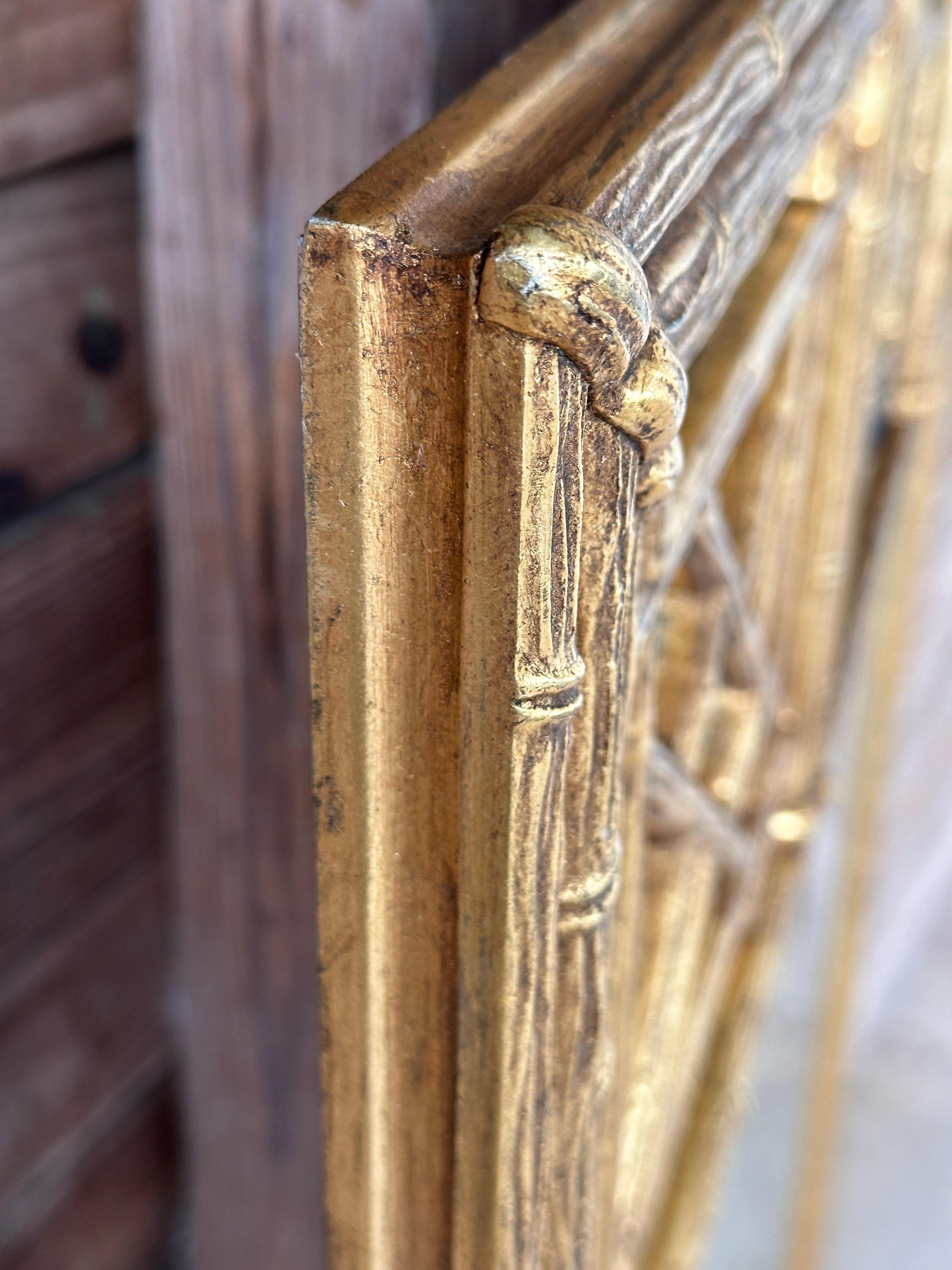Friedman Brothers Chinoiserie Regency Gilt Faux Bamboo Pagoda Wall Mirror 10