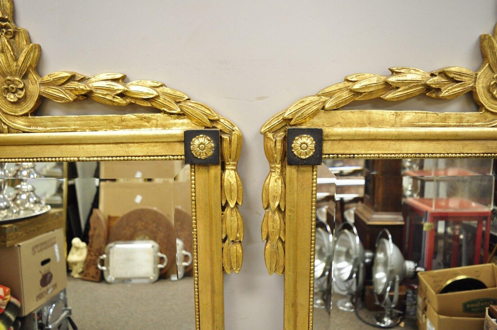 20th Century Friedman Brothers French Neoclassical Carved Wood Large Wall Mirrors - a Pair