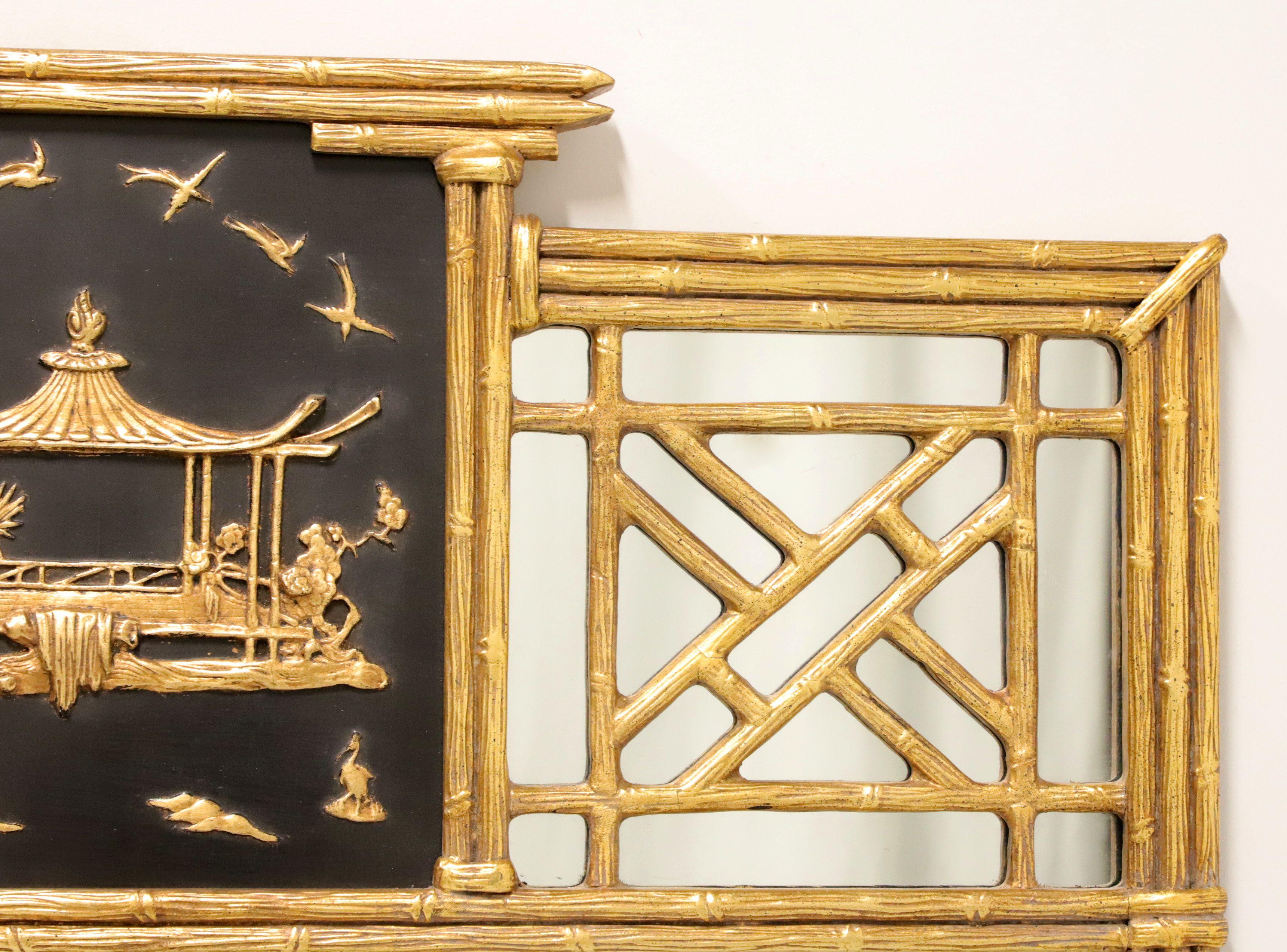 FRIEDMAN BROTHERS Gold Gilt Faux Bamboo Japanese Pagoda Mirror In Good Condition For Sale In Charlotte, NC