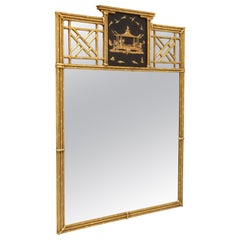 FRIEDMAN BROTHERS Gold Gilt Faux Bamboo Japanese Pagoda Mirror