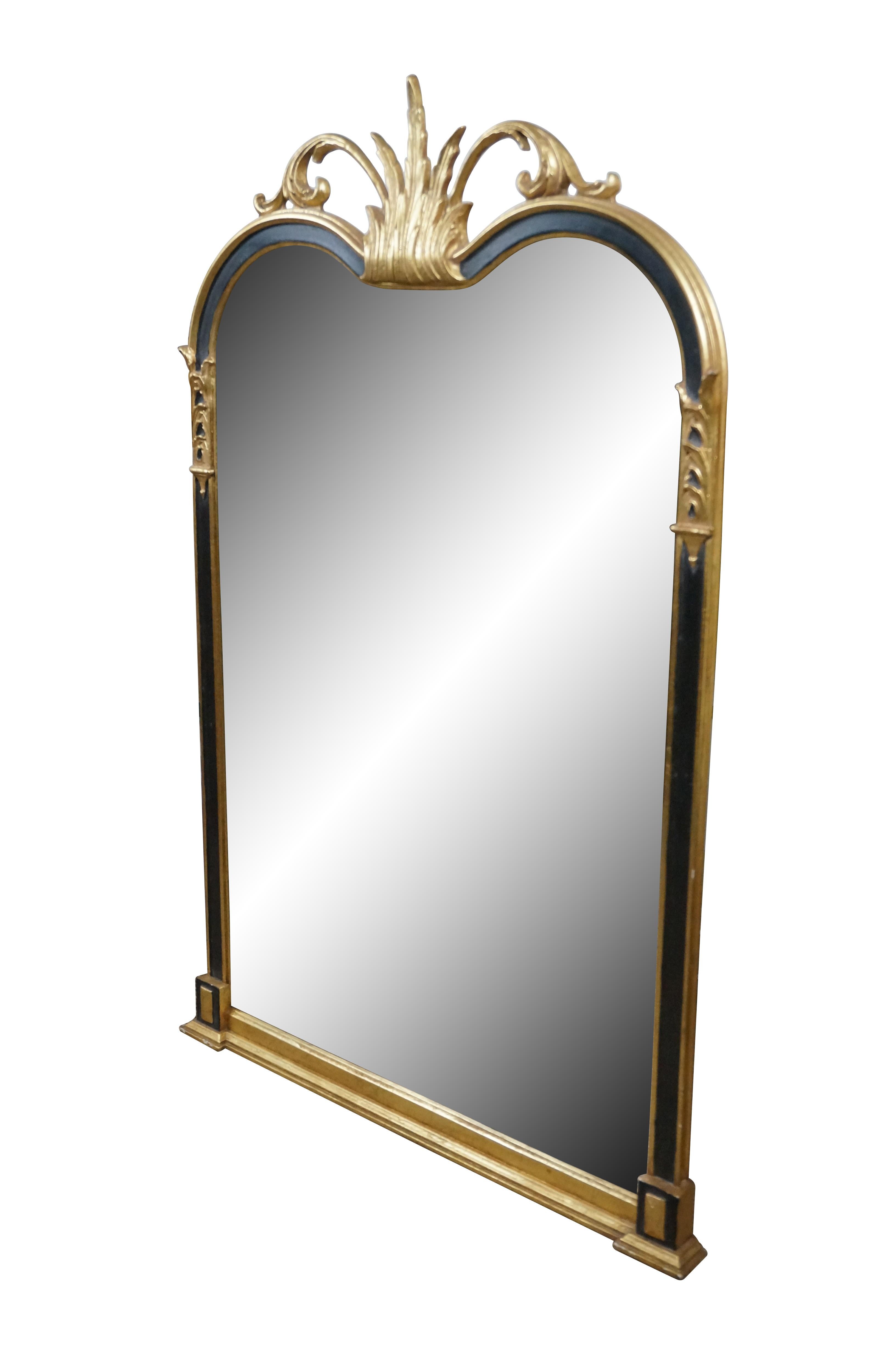 Friedman Brothers Hollywood Regency Empire Black & Gold Wall Vanity Mirror 46
