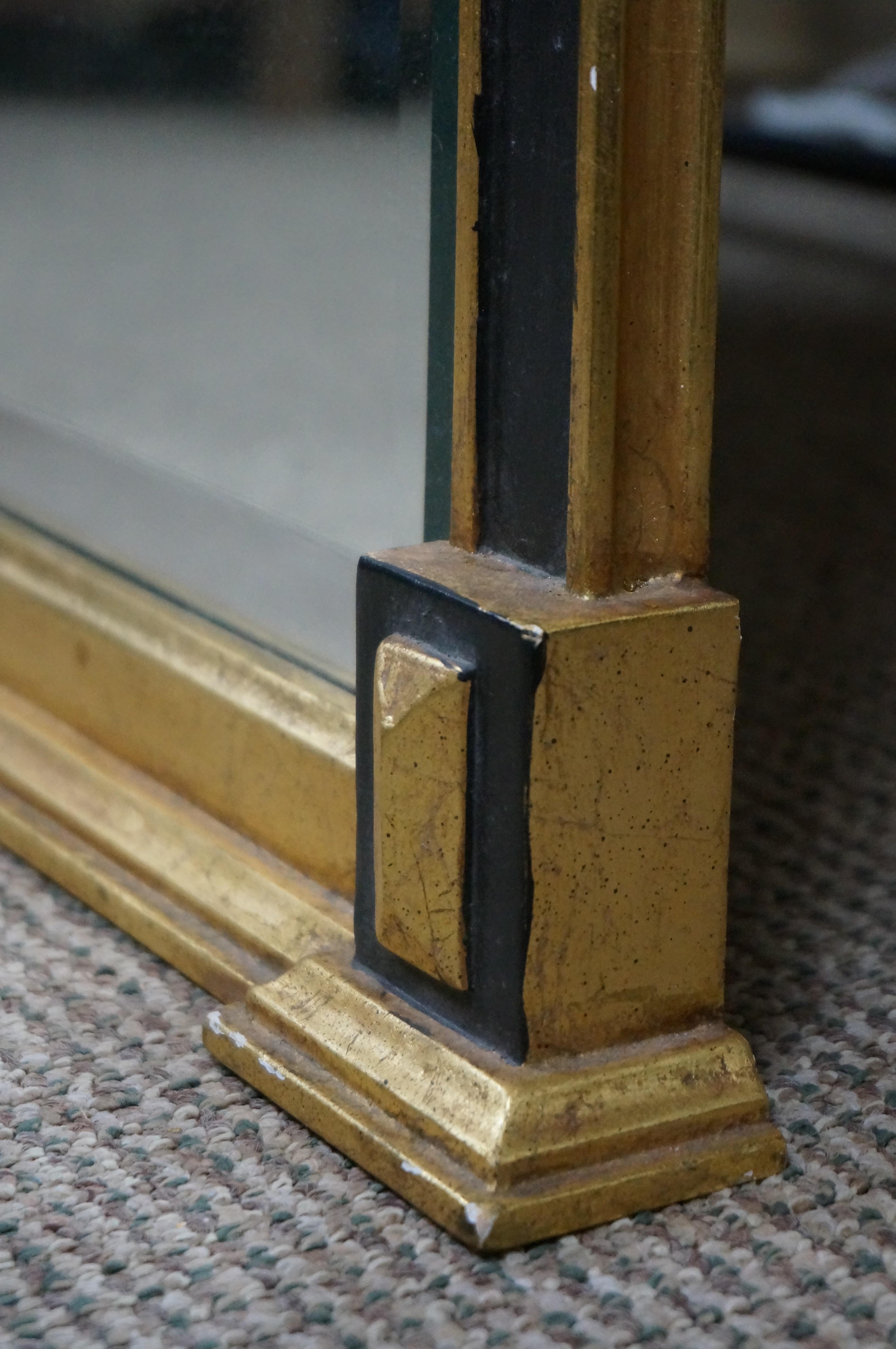 Friedman Brothers Hollywood Regency Empire Black & Gold Wall Vanity Mirror 46