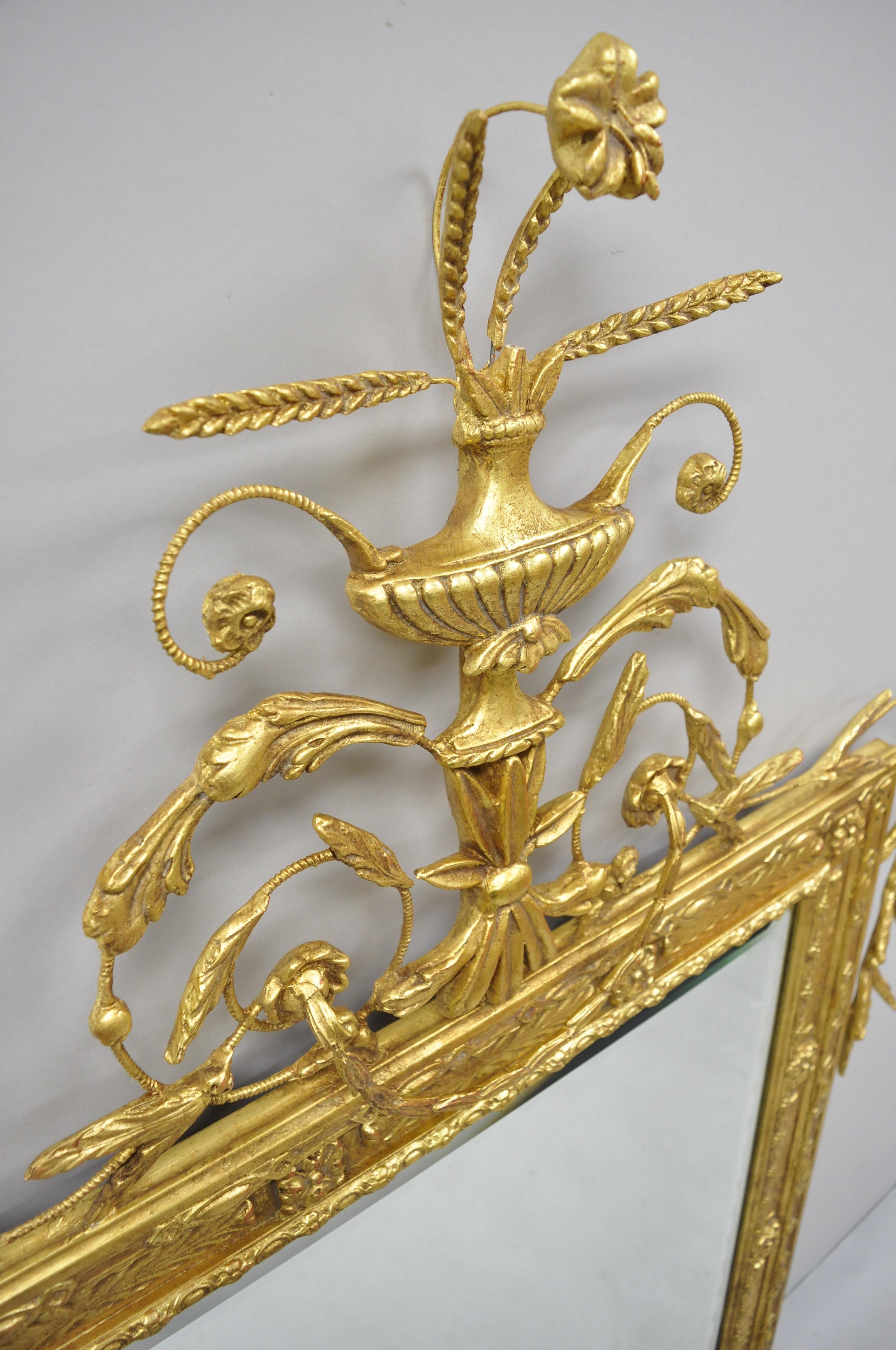Friedman Brothers Large Gold Gilt Adams Style Beveled Mirror In Good Condition In Philadelphia, PA