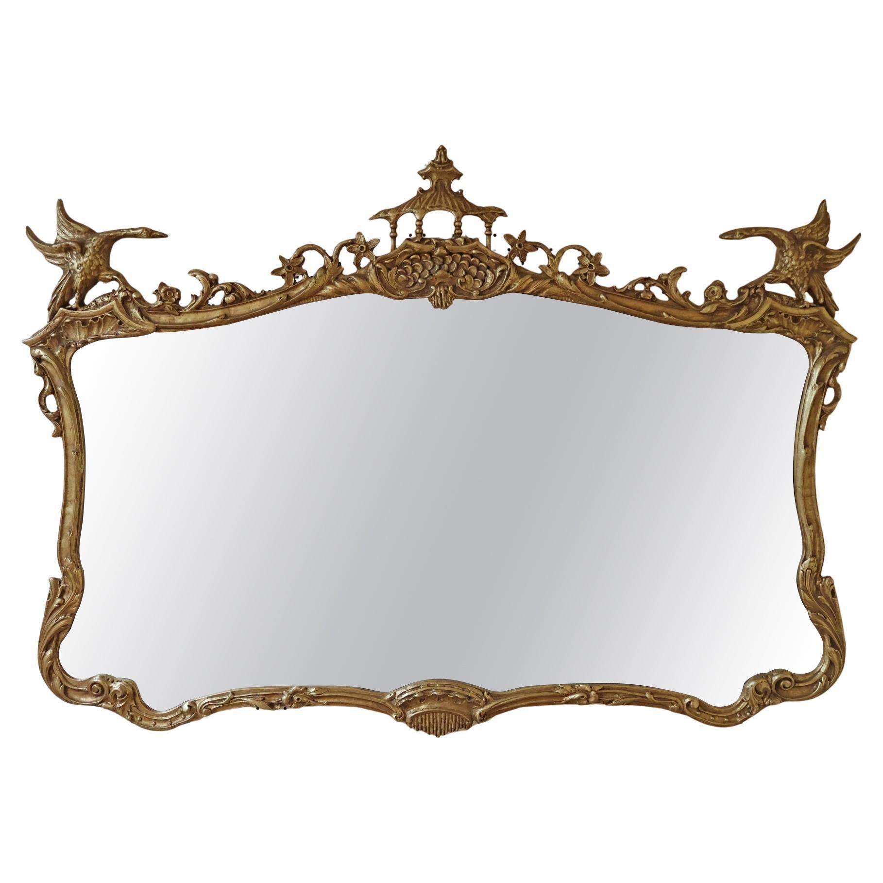 Friedman Brothers Large Gold Pagoda Chinese Chippendale Mirror 56 X 41 For Sale