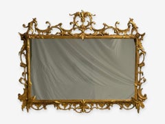 Friedman Brothers, Grande specchio da parete ornato, legno dorato, specchio, USA, anni '50
