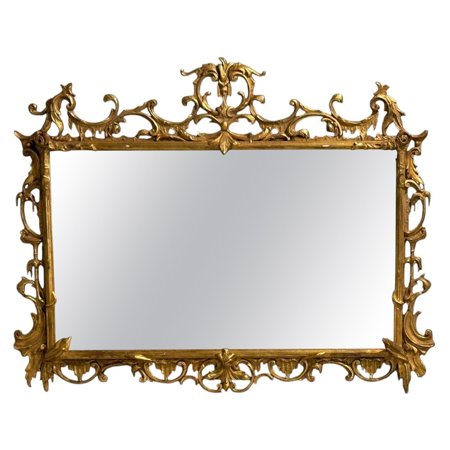 Friedman Brothers, Grande specchio da parete ornato, legno dorato, specchio, USA, anni '50