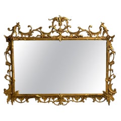 Friedman Brothers, Grande specchio da parete ornato, legno dorato, specchio, USA, anni '50