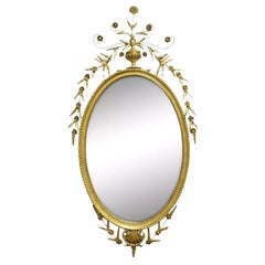 Friedman Brothers Large Oval Adams Style Gold Gilt Wood Wall Mirror