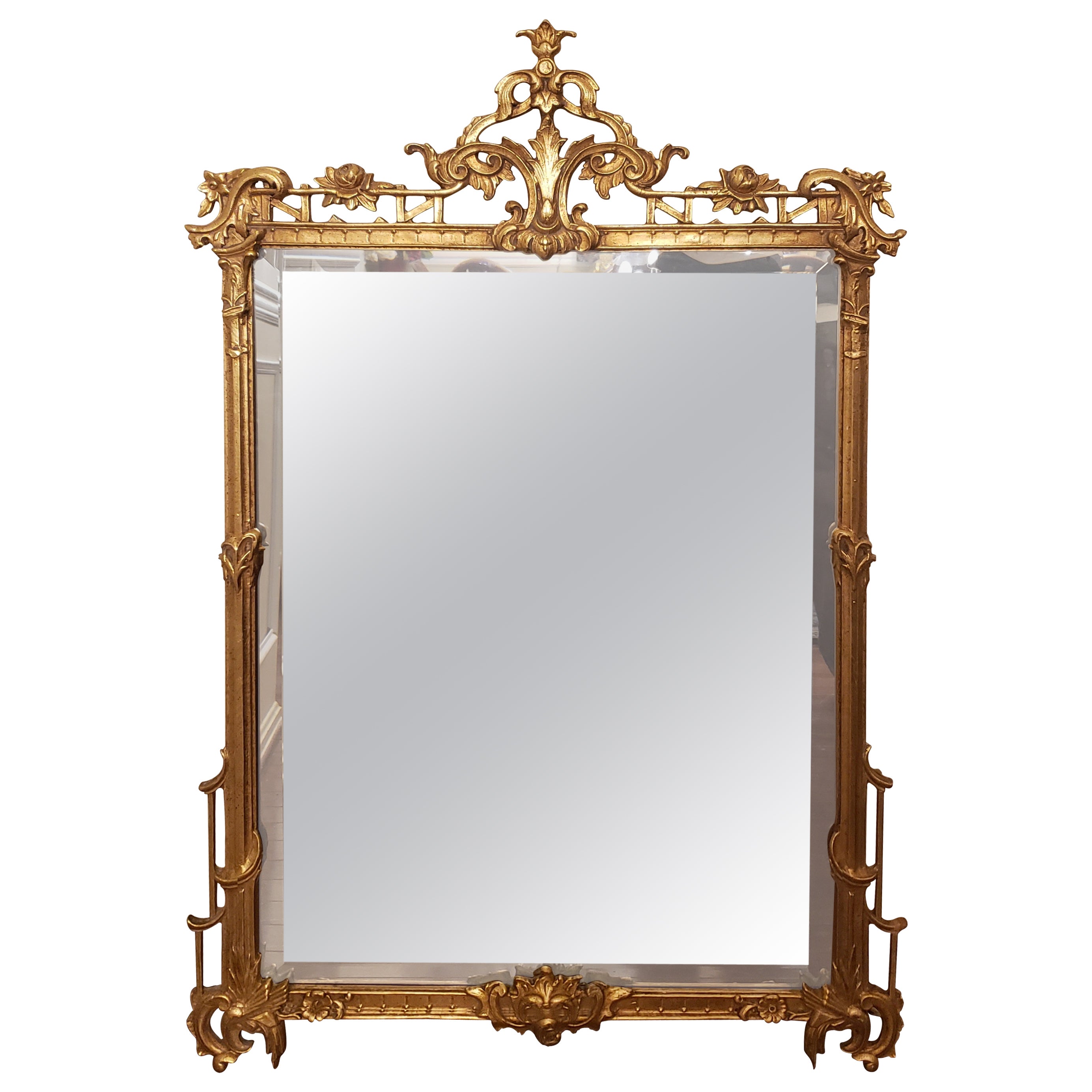 Friedman Brothers' Louis XVI Style Gold Gilt Wood Frame Wall Mirror, Circa 1960s