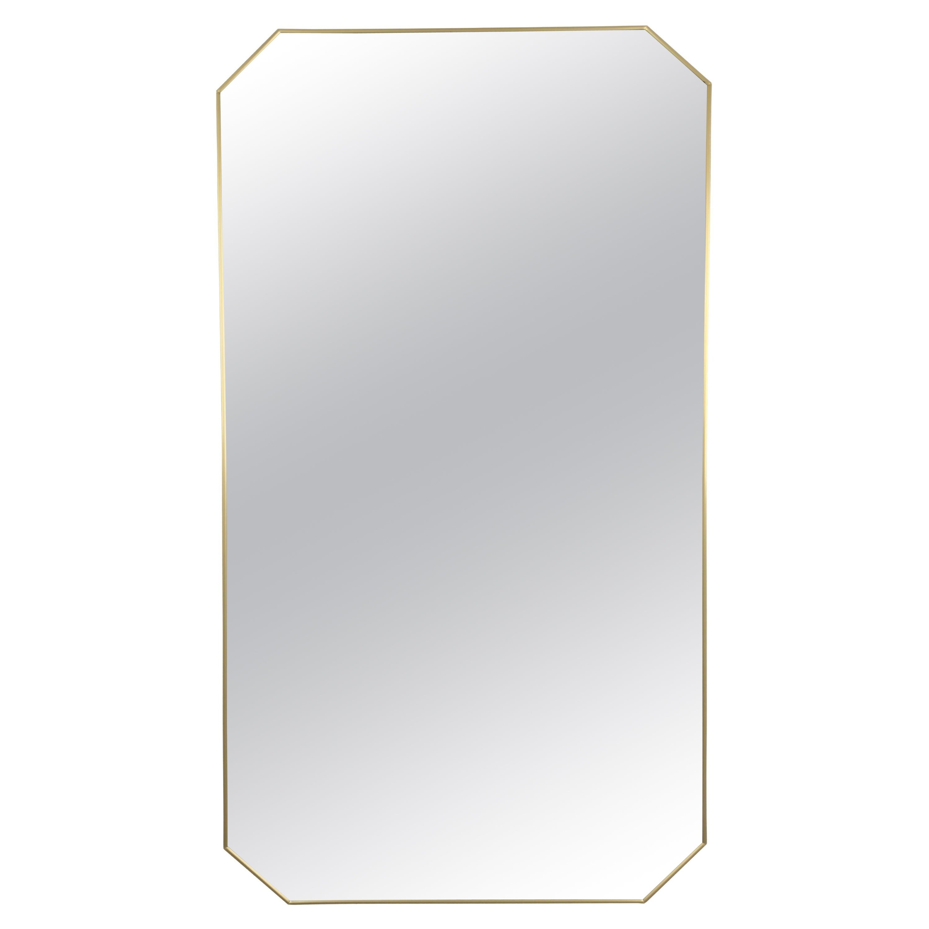 Friedman Brothers Mid Century Modern Style Beveled & Brass Frame Mirror im Angebot