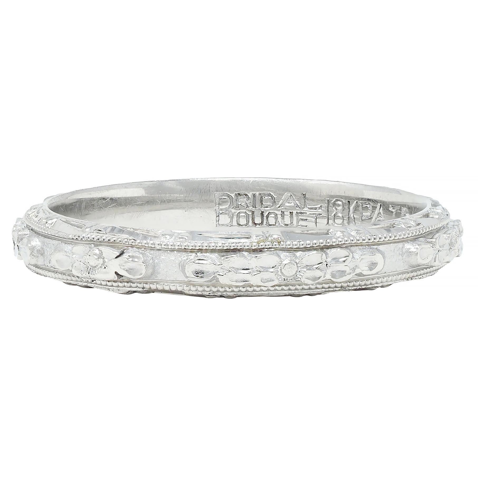 Women's or Men's Friedman Ring Co. Art Deco 18K Gold Vintage Orange Blossom Wedding Band Ring