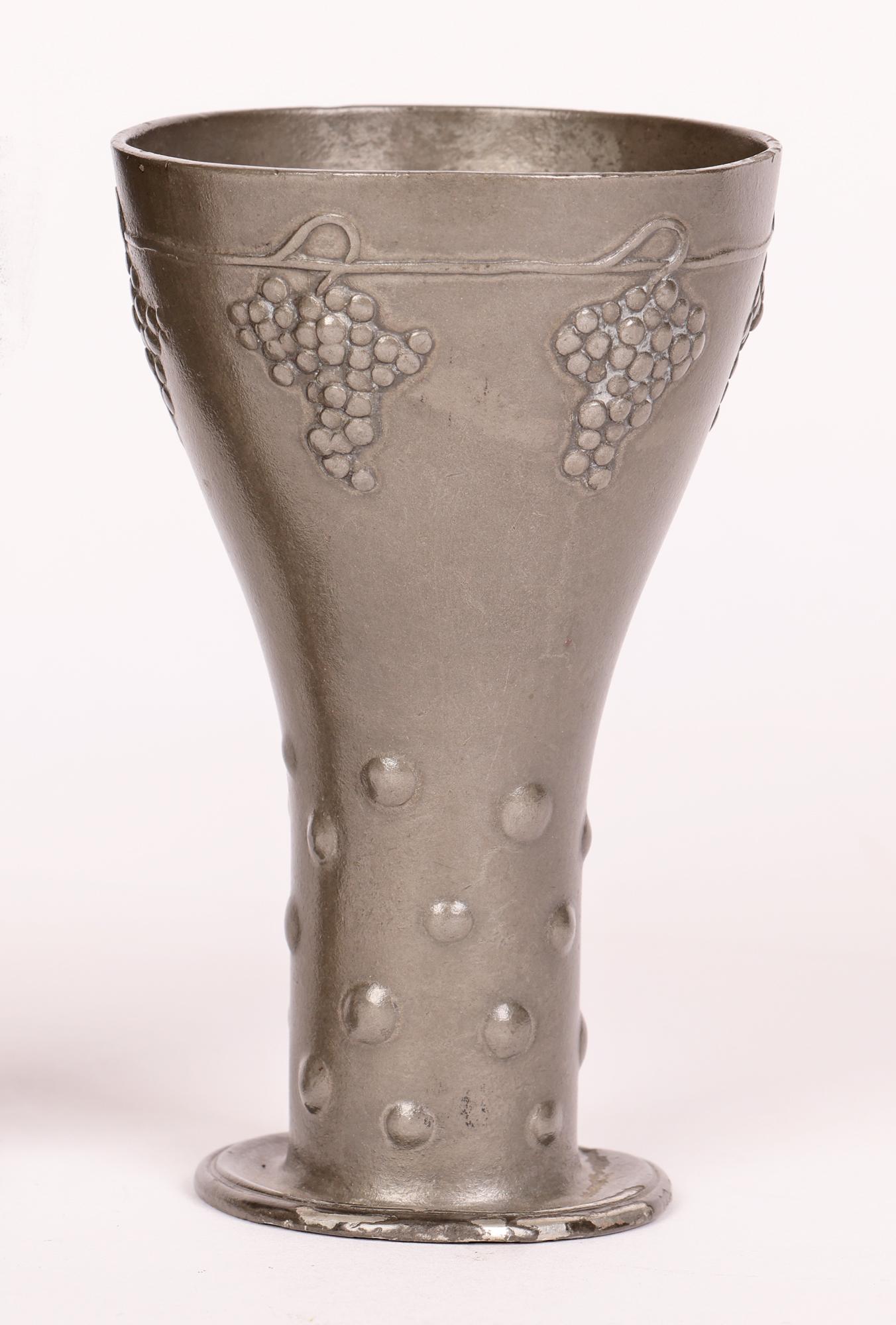 Friedrich Adler Osiris Pair Isis Jugendstil Pewter Wine Goblets Circa 1900  For Sale 4