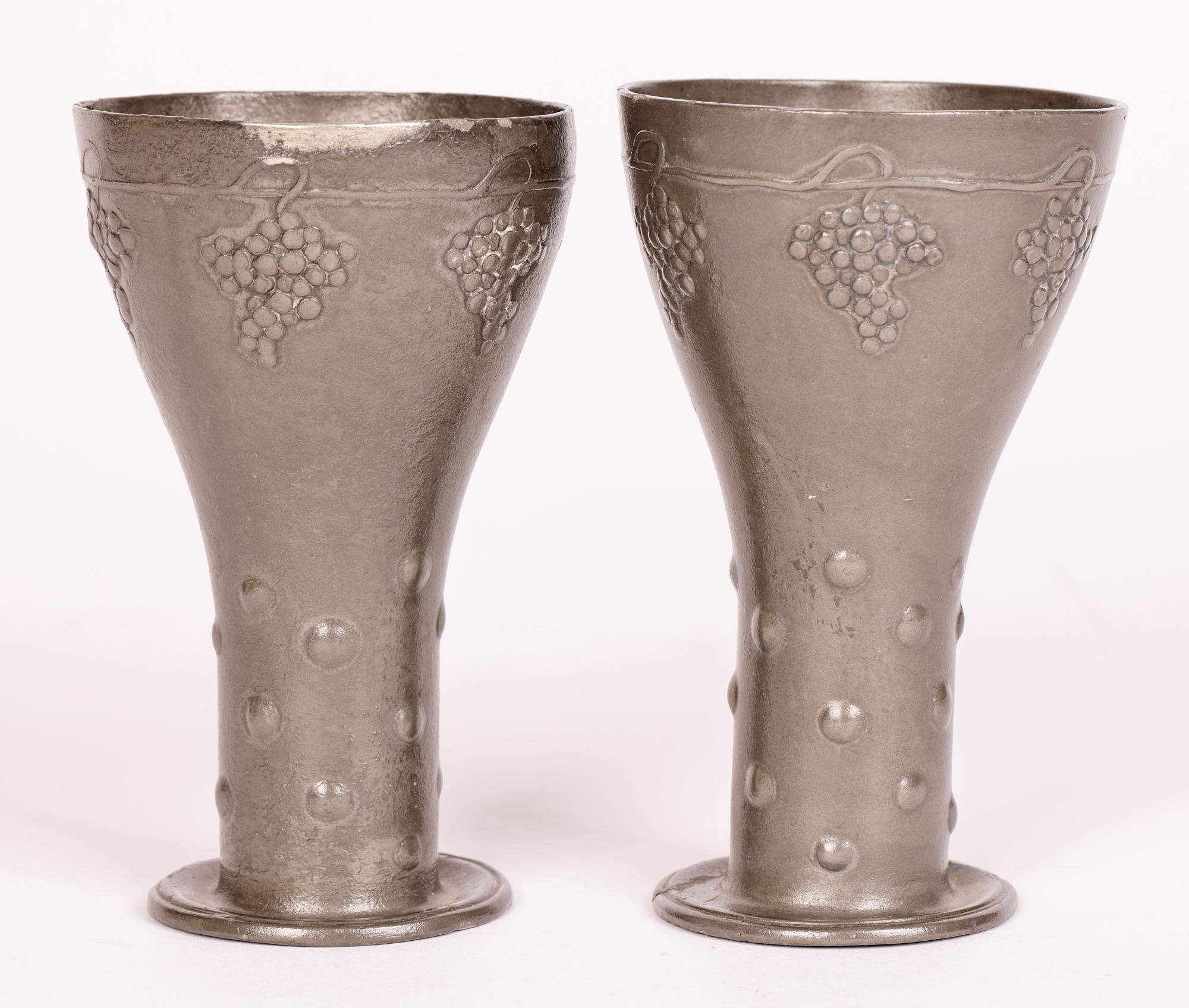 Friedrich Adler Osiris Pair Isis Jugendstil Pewter Wine Goblets Circa 1900  For Sale 6