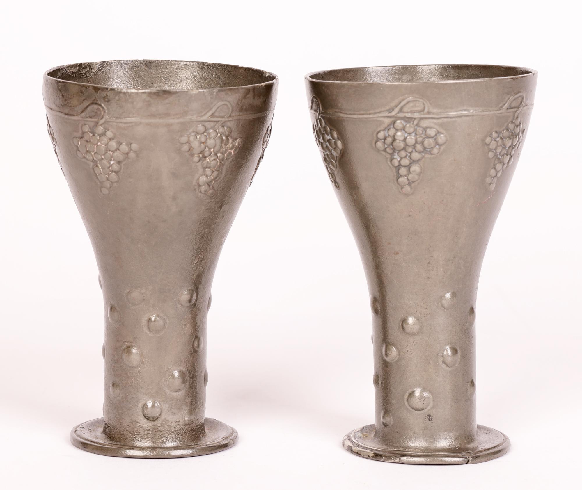 Friedrich Adler Osiris Pair Isis Jugendstil Pewter Wine Goblets Circa 1900  For Sale 8