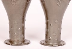 Friedrich Adler Osiris Pair Isis Jugendstil Pewter Wine Goblets Circa 1900