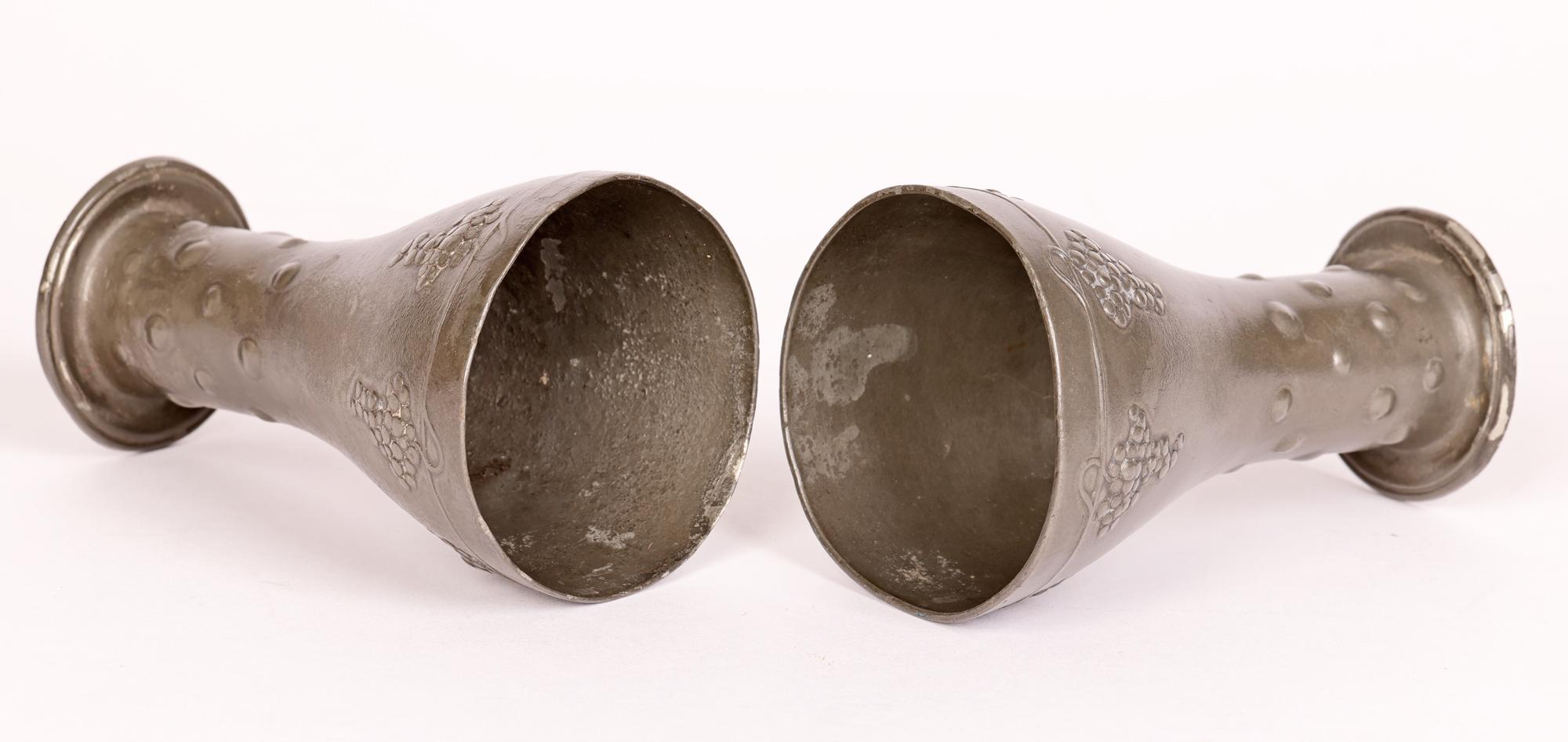 Hand-Crafted Friedrich Adler Osiris Pair Isis Jugendstil Pewter Wine Goblets Circa 1900  For Sale