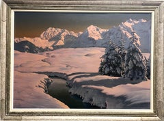 Alpine Sunset - Austrian Alpine Landscape Oil Painting