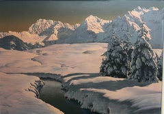 Alpine Sunset - Austrian Alpine Landscape Oil Painting