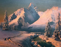 Das Lenzerhorn Landscape Painting, Oil on Canvas, 27.5 x 35.5 in.
