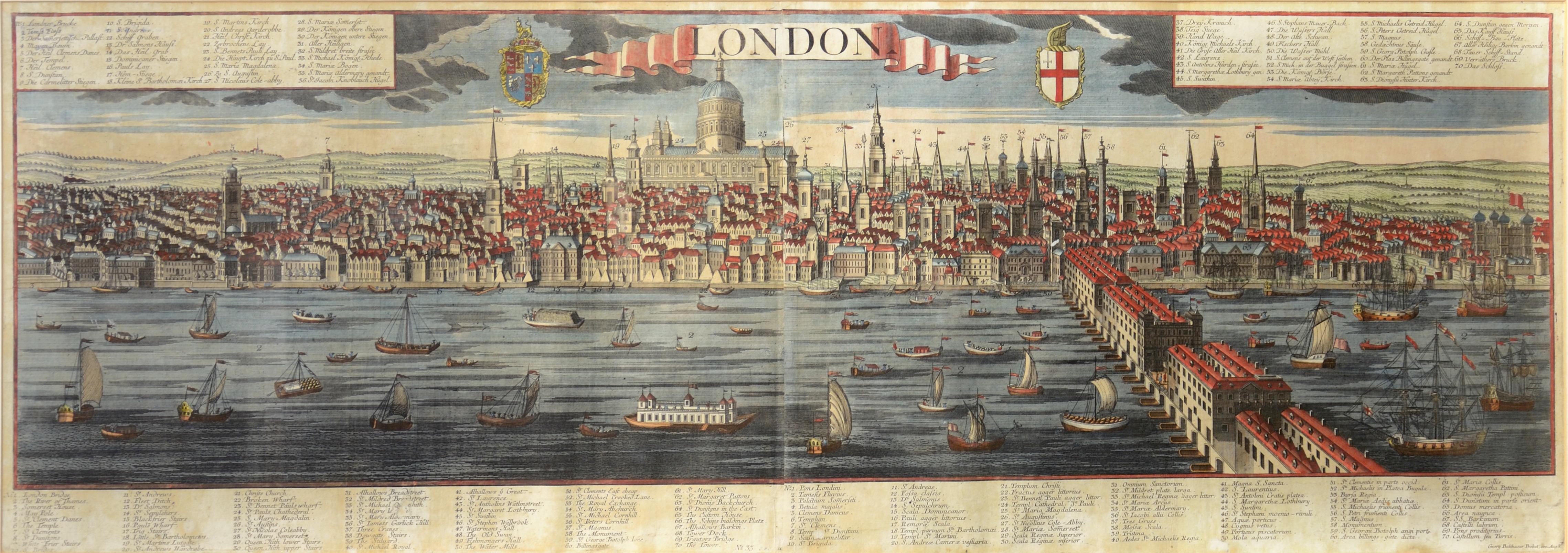 WERNER. A Panoramic View of London - Print by Friedrich Bernhard Werner