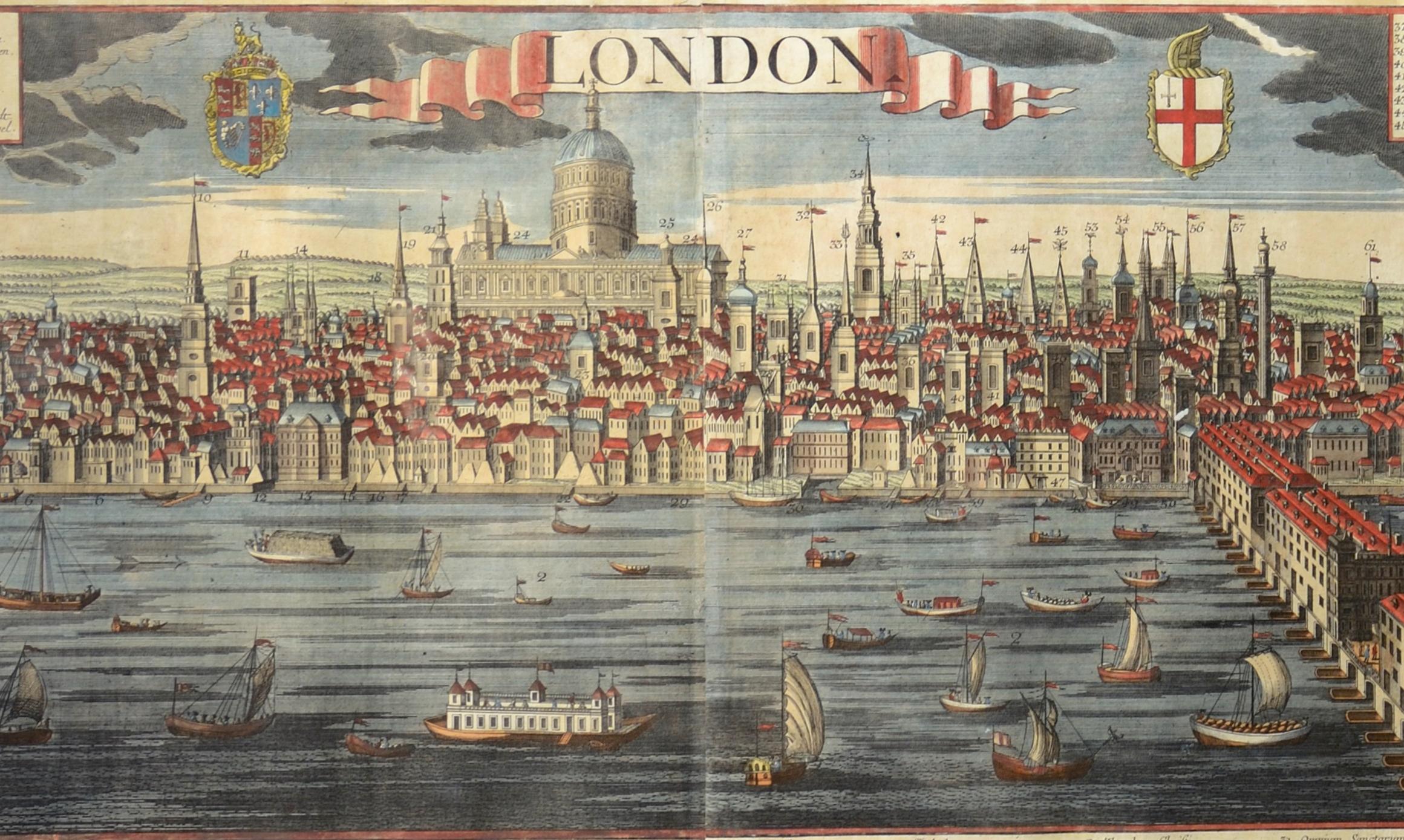 WERNER (WERNER) Une vue en panneau de verre de Londres - Territoire Print par Friedrich Bernhard Werner