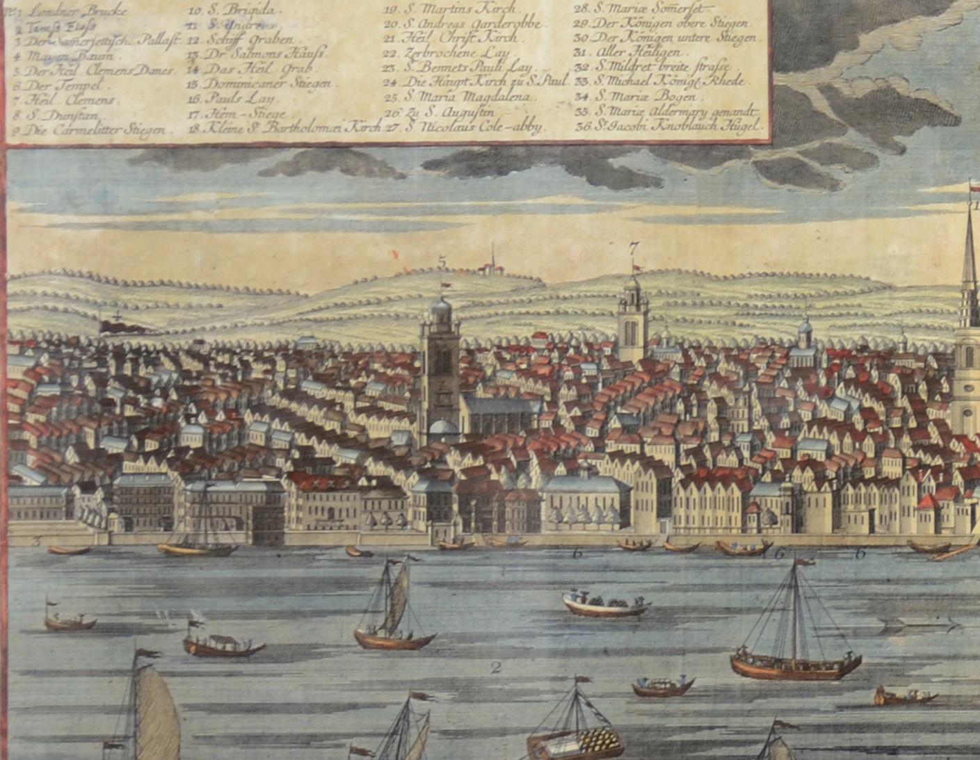 WERNER. Una vista panorámica de Londres - Landscape Print Beige de Friedrich Bernhard Werner