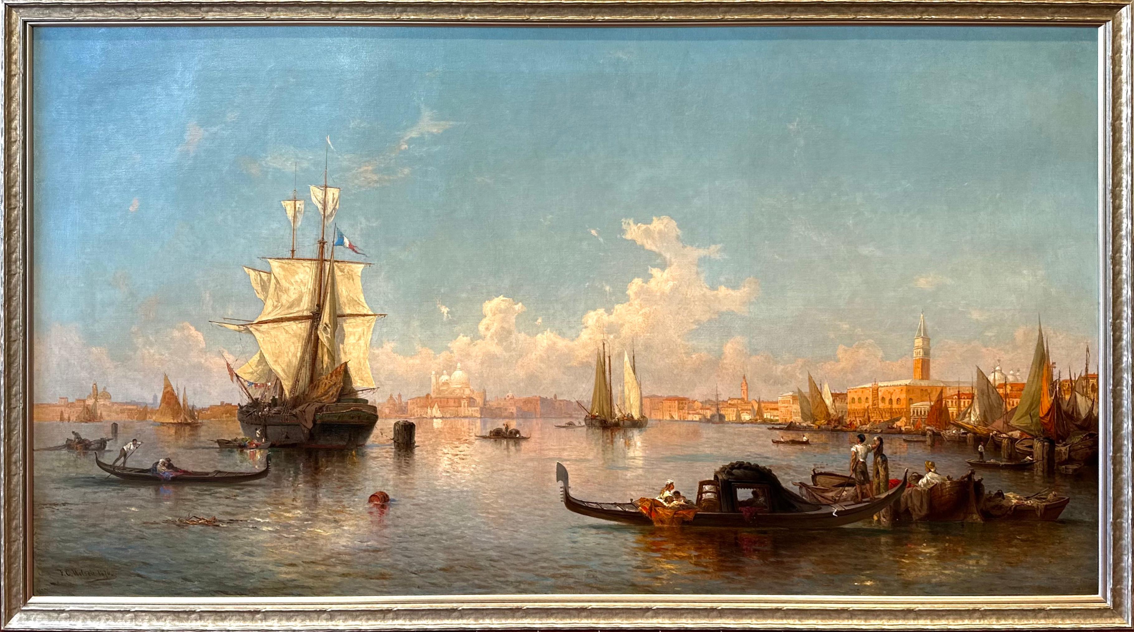 ESCENA DEL PUERTO VENECIANO - Painting de Friedrich Christian Dietrich