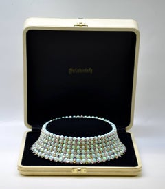 Friedrich Diamant-Saphir-Halskette „Collier de Chien“ Choker aus Weißgold