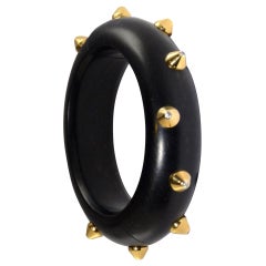 Friedrich Ebony Wood Diamond and Gold Bangle